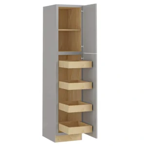 Home Decorators Collection Washington Veiled Gray Plywood Shaker Assembled Utility Pantry Kitchen Cabinet 4 ROT Sft Cls 18 in W x 24 in D x 84 in H