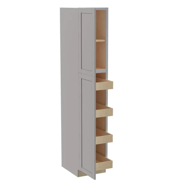 Home Decorators Collection Washington Veiled Gray Plywood Shaker Assembled Utility Pantry Kitchen Cabinet 4 ROT Sft Cls 18 in W x 24 in D x 90 in H T726927234