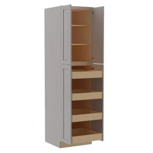 Home Decorators Collection Washington Veiled Gray Plywood Shaker Assembled Utility Pantry Kitchen Cabinet 4 ROT Sft Cls 24 in W x 24 in D x 96 in H