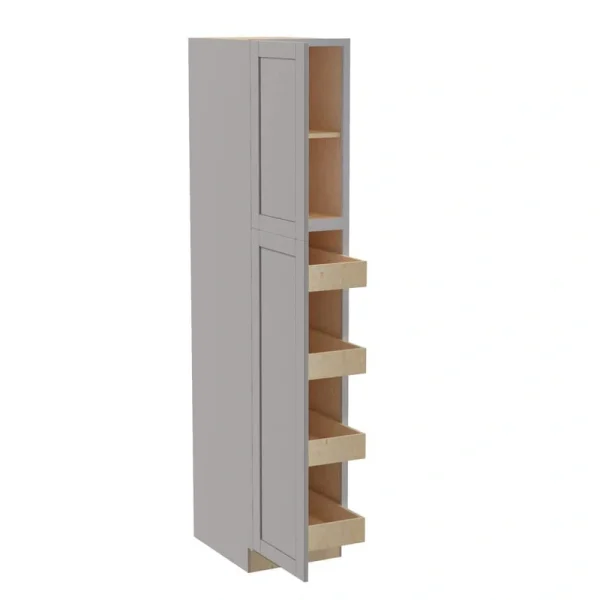 Home Decorators Collection Washington Veiled Gray Plywood Shaker Assembled Utility Pantry Kitchen Cabinet Soft Close 18 in W x 24 in D x 84 in H T726927112
