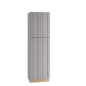 Home Decorators Collection Washington Veiled Gray Plywood Shaker Assembled Utility Pantry Kitchen Cabinet Soft Close 24 in W x 24 in D x 96 in H