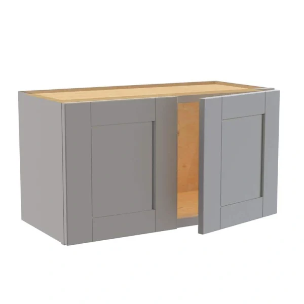 Home Decorators Collection Washington Veiled Gray Plywood Shaker Assembled Wall Kitchen Cabinet Soft Close 27 W in. 12 D in. 15 in. H