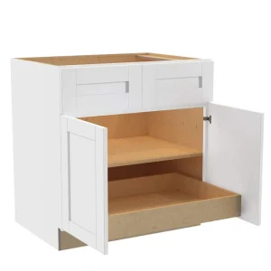 Home Decorators Collection Washington Vesper White Plywood Shaker Assembled Base Kitchen Cabinet 1 ROT Sft Cls 33 in W x 24 in D x 34.5 in H