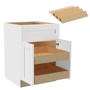Home Decorators Collection Washington Vesper White Plywood Shaker Assembled Base Kitchen Cabinet 2ROT Spice24 W in. 24 D in. 34.5 in. H