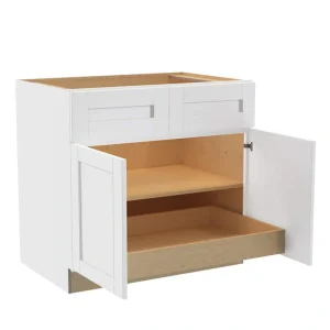 Home Decorators Collection Washington Vesper White Plywood Shaker Assembled Base Kitchen Cabinet FH 1 ROT Sft Cls 36 in W x 24 in D x 34.5 in H