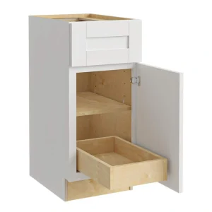Home Decorators Collection Washington Vesper White Plywood Shaker Assembled Base Kitchen Cabinet FH 1 ROT Sft Cls R 15 in W x 24 in D x 34.5 in H