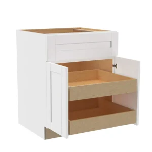 Home Decorators Collection Washington Vesper White Plywood Shaker Assembled Base Kitchen Cabinet FH 2 ROT Soft Close 27 in W x 24 in D x 34.5 in H