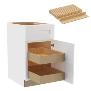 Home Decorators Collection Washington Vesper White Plywood Shaker Assembled Base Kitchen Cabinet Rt 2ROT KB18 W in. 24 D in. 34.5 in. H