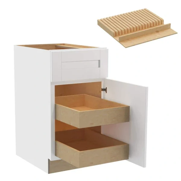 Home Decorators Collection Washington Vesper White Plywood Shaker Assembled Base Kitchen Cabinet Rt 2ROT KB18 W in. 24 D in. 34.5 in. H