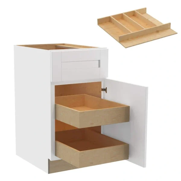 Home Decorators Collection Washington Vesper White Plywood Shaker Assembled Base Kitchen Cabinet Rt 2ROT UT18 W in. 24 D in. 34.5 in. H