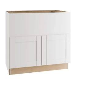 Home Decorators Collection Washington Vesper White Plywood Shaker Assembled Farm Sink Base Kitchen Cabinet Sft Cls 36 in. W x 24 in. D x 34.5 in. H
