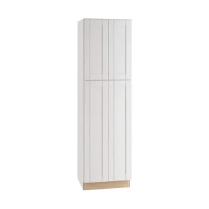 Home Decorators Collection Washington Vesper White Plywood Shaker Assembled Utility Pantry Kitchen Cabinet Soft Close 24 in W x 24 in D x 90 in H