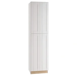 Home Decorators Collection Washington Vesper White Plywood Shaker Assembled Utility Pantry Kitchen Cabinet Soft Close 24 in W x 24 in D x 96 in H
