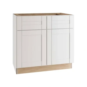 Home Decorators Collection Washington Vesper White Plywood Shaker Assembled Vanity Sink Base Kitchen Cabinet Sft Cls 33 in W x 21 in D x 34.5 in H