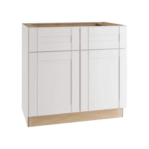 Home Decorators Collection Washington Vesper White Plywood Shaker Assembled Vanity Sink Base Kitchen Cabinet Sft Cls 36 in W x 24 in D x 34.5 in H