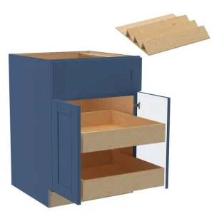 Home Decorators Collection Washington Vessel Blue Plywood Shaker Assembled Base Kitchen Cabinet 2ROT Spice24 W in. 24 D in. 34.5 in. H