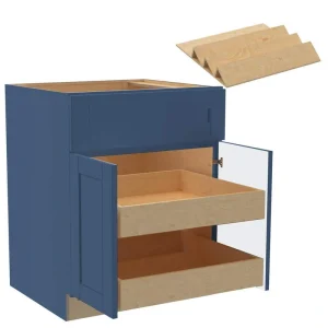 Home Decorators Collection Washington Vessel Blue Plywood Shaker Assembled Base Kitchen Cabinet 2ROT Spice27 W in. x 24 D in. x 34.5 in. H