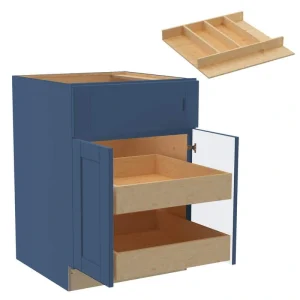 Home Decorators Collection Washington Vessel Blue Plywood Shaker Assembled Base Kitchen Cabinet 2ROT Utility24 W in. 24 D in. 34.5 in. H