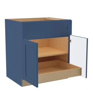Home Decorators Collection Washington Vessel Blue Plywood Shaker Assembled Base Kitchen Cabinet FH 1 ROT Sft Cls 30 in W x 24 in D x 34.5 in H