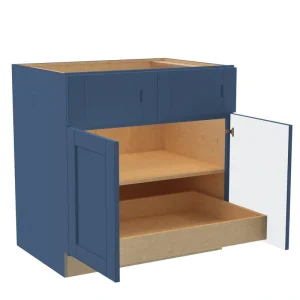 Home Decorators Collection Washington Vessel Blue Plywood Shaker Assembled Base Kitchen Cabinet FH 1 ROT Sft Cls 33 in W x 24 in D x 34.5 in H