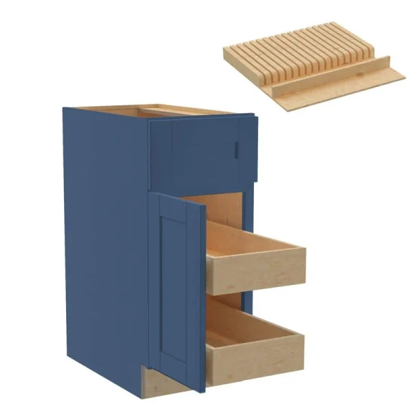 Home Decorators Collection Washington Vessel Blue Plywood Shaker Assembled Base Kitchen Cabinet Left 2ROT KB15 W in. 24 D in. 34.5 in. H
