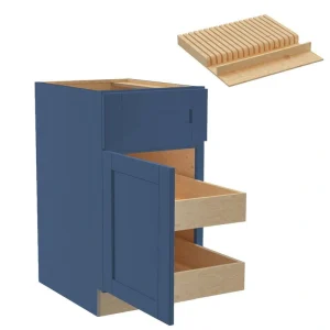 Home Decorators Collection Washington Vessel Blue Plywood Shaker Assembled Base Kitchen Cabinet Left 2ROT KB18 W in. 24 D in. 34.5 in. H