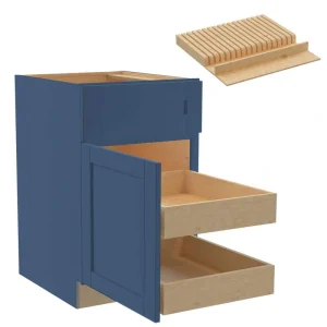 Home Decorators Collection Washington Vessel Blue Plywood Shaker Assembled Base Kitchen Cabinet Left 2ROT KB21 W in. 24 D in. 34.5 in. H