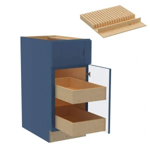 Home Decorators Collection Washington Vessel Blue Plywood Shaker Assembled Base Kitchen Cabinet Rt 2ROT KB15 in. W 24 in. D 34.5 in. H