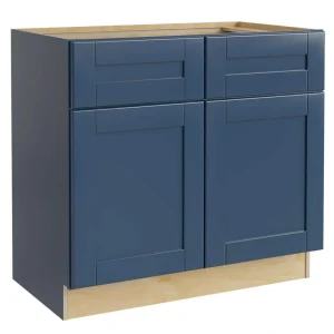 Home Decorators Collection Washington Vessel Blue Plywood Shaker Assembled Base Kitchen Cabinet Soft Close 33 in W x 24 in D x 34.5 in H