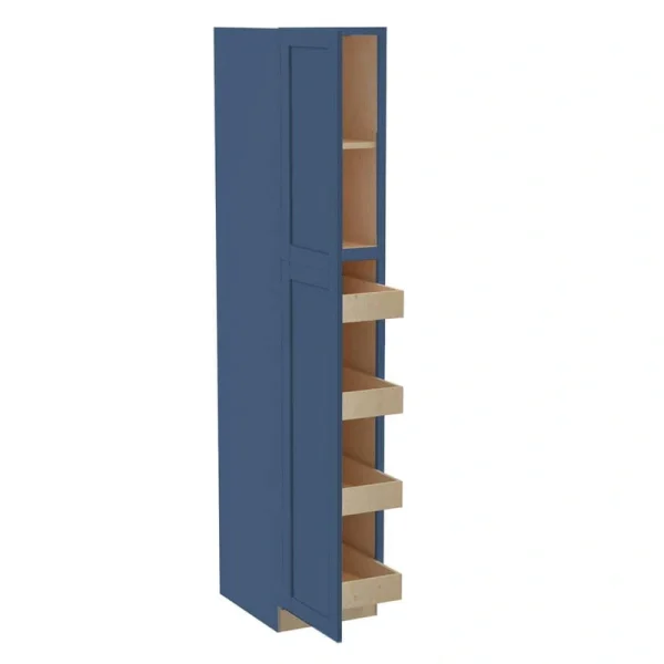 Home Decorators Collection Washington Vessel Blue Plywood Shaker Assembled Utility Pantry Kitchen Cabinet Soft Close 18 in W x 24 in D x 90 in H T726927237