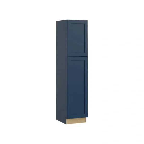 Home Decorators Collection Washington Vessel Blue Plywood Shaker Assembled Utility Pantry Kitchen Cabinet Soft Close 18 in W x 24 in D x 84 in H T726927283