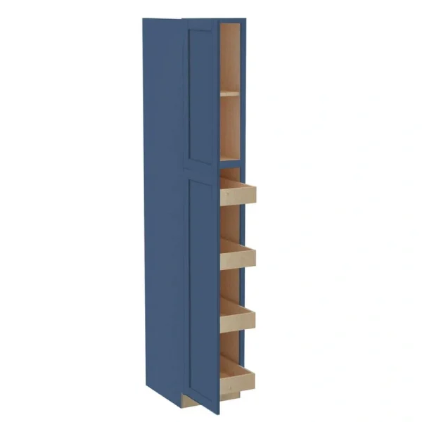 Home Decorators Collection Washington Vessel Blue Plywood Shaker Assembled Utility Pantry Kitchen Cabinet Soft Close 18 in W x 24 in D x 96 in H T726927342