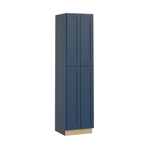 Home Decorators Collection Washington Vessel Blue Plywood Shaker Assembled Utility Pantry Kitchen Cabinet Soft Close 24 in W x 24 in D x 96 in H T726927354