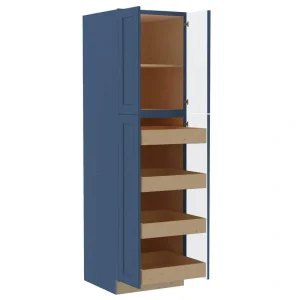 Home Decorators Collection Washington Vessel Blue Plywood Shaker Assembled Utility Pantry Kitchen Cabinet Soft Close 24 in W x 24 in D x 84 in H T726927446