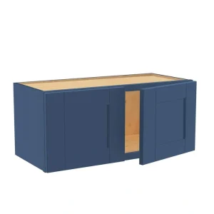 Home Decorators Collection Washington Vessel Blue Plywood Shaker Assembled Wall Kitchen Cabinet Soft Close 27 in. W 12 in. D 12 in. H