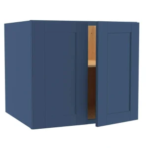 Home Decorators Collection Washington Vessel Blue Plywood Shaker Assembled Wall Kitchen Cabinet Soft Close 27 W in. 24 D in. 24 in. H