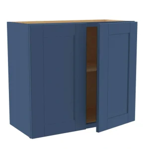 Home Decorators Collection Washington Vessel Blue Plywood Shaker Assembled Wall Kitchen Cabinet Soft Close 27 W in. x 12 D in. x 24 in. H
