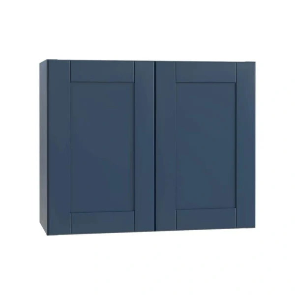 Home Decorators Collection Washington Vessel Blue Plywood Shaker Assembled Wall Kitchen Cabinet Soft Close 30 in W x 12 in D x 24 in H