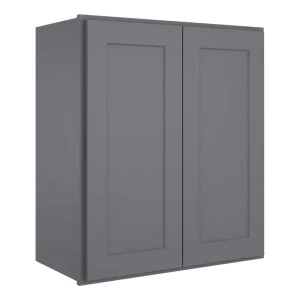 HOMEIBRO White Painted Shaker Grey Ready to Assemble 2 Door Stock Wall Cabinet Kitchen Cabinet (27 in. W x 42 in. H x 12 in. D)