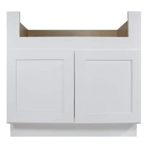 HOMEIBRO White Painted Shaker Style Ready to Assemble Farm Sink Base 36 in. W x 34-1/2 in. H x 24 in. D