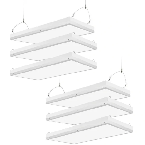 Honbei 2 ft. 500-Watt Equivalent Integrated LED White High Bay Light, 16000LM Industrial Workshop Linear Hanging Light, 6-Pack