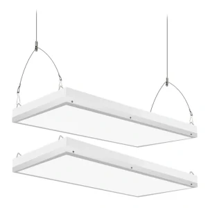 Honbei 2 ft. 500-Watt Equivalent Integrated LED White High Bay Light, 5000K Daylight Linear Hanging Light for Warehouse 2Pack