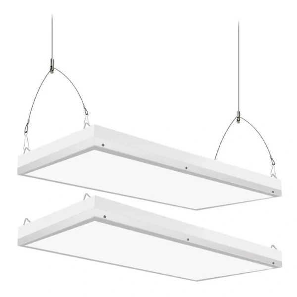 Honbei 2 ft. 500-Watt Equivalent Integrated LED White High Bay Light, 5000K Daylight Linear Hanging Light for Warehouse 2Pack