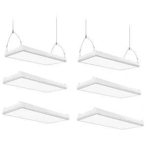 Honbei 2 ft. 500-Watt Equivalent Integrated LED White High Bay Light, 5000K Industrial Workshop Linear Hanging Light (6-Pack)