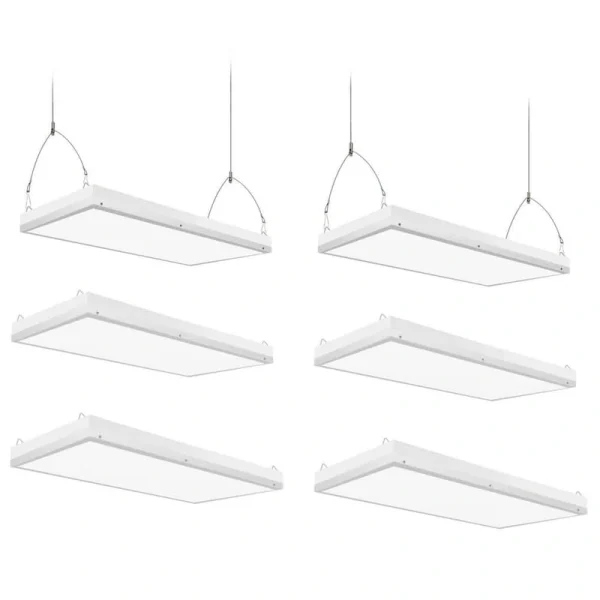 Honbei 2 ft. 500-Watt Equivalent Integrated LED White High Bay Light, 5000K Industrial Workshop Linear Hanging Light (6-Pack)