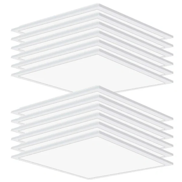 Honbei 2 ft. x 2 ft. 5800-Lumens Integrated LED Panel Light, 5000K 5800 LM Recessed Edge-Lit Light Fixture, ETL Listed 12-Pack