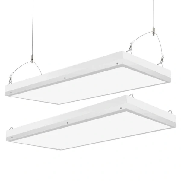 Honbei 2-Pack 2 ft. 500-Watt Equivalent Integrated LED White High Bay Shop Light, 5000K Linear Hanging Light for Shop, ETL