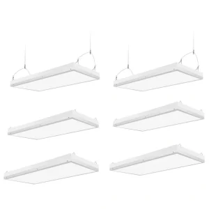 Honbei 6-Pack 2ft. 500-Watt Equivalent Integrated LED White High Bay Light,16000Lumens Industrial Workshop Linear Hanging Light