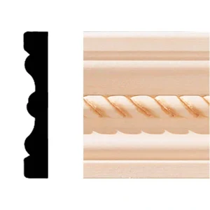 HOUSE OF FARA 1/2 in. x 3 in. x 7 ft. Hardwood Wood Rope Flute Casing/Chair Rail Moulding