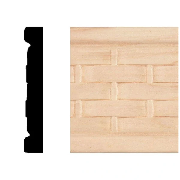 HOUSE OF FARA 3/8 in. x 2-1/2 in. x 8 ft. Hardwood Emboss Basket Weave Casing/Chair Rail Moulding